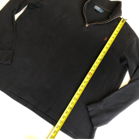 Ralph Lauren Polo Black 1/4 zip pullover sweatshirt Shirt Heavy Cotton Knit XL - Picture 4 of 7